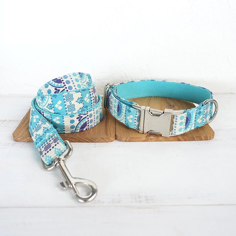Patterned Dog Collar and Leash Sets